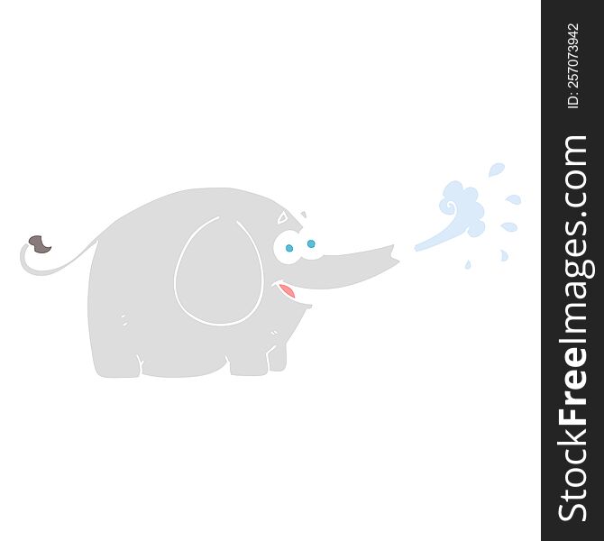 Flat Color Illustration Of A Cartoon Elephant Squirting Water