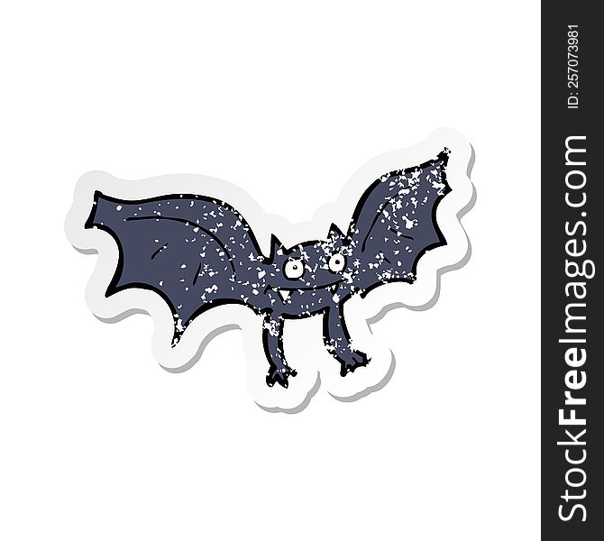 Retro Distressed Sticker Of A Cartoon Vampire Bat
