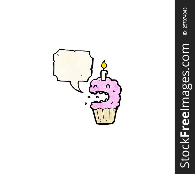 cartoon cupcake with speech bubble