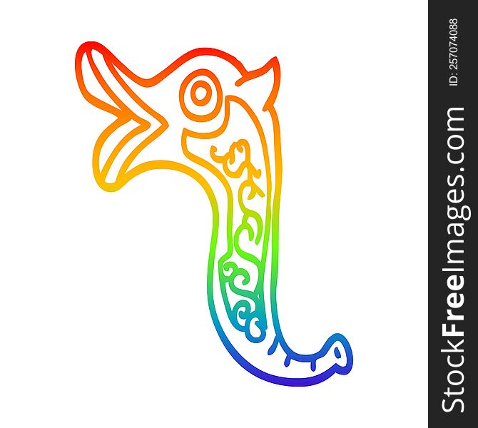 rainbow gradient line drawing of a cartoon war trumpet