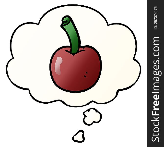 cartoon cherry with thought bubble in smooth gradient style