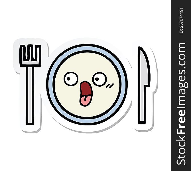 Sticker Of A Cute Cartoon Dinner Plate