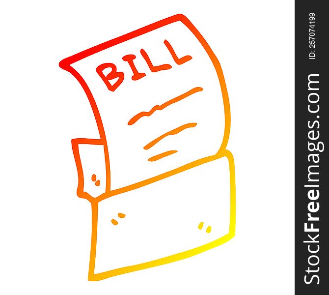 warm gradient line drawing of a cartoon bill in envelope