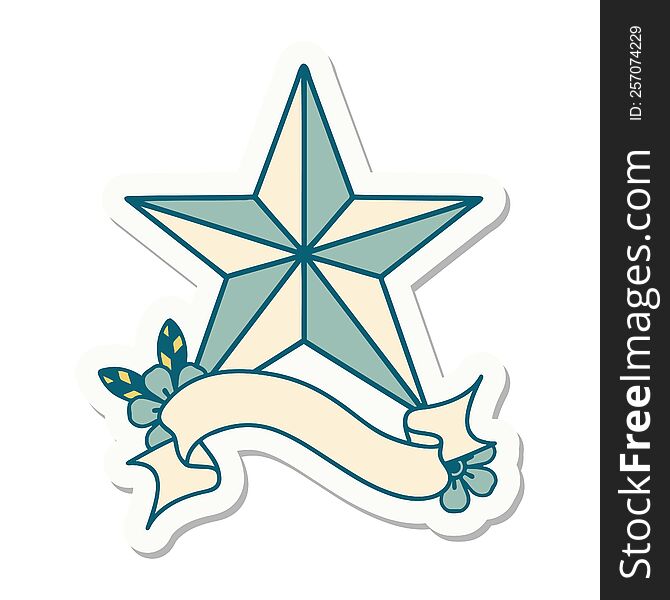 Tattoo Sticker With Banner Of A Star