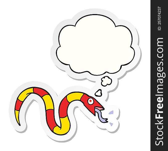 Cartoon Snake And Thought Bubble As A Printed Sticker