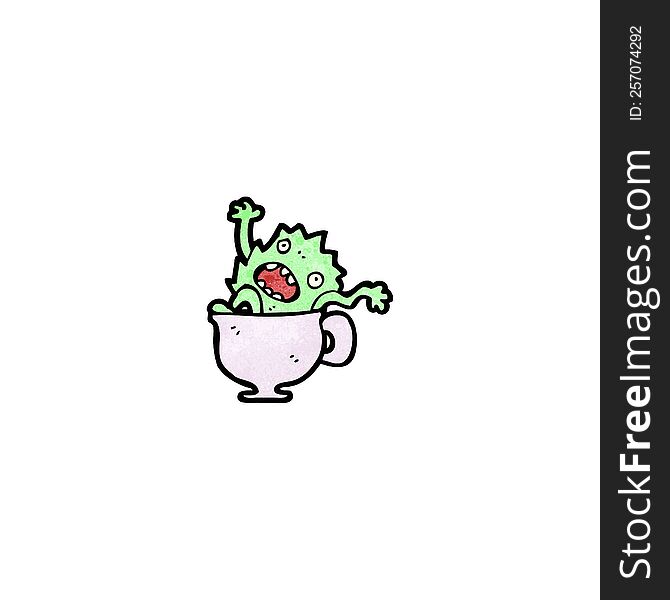 cartoon monster in teacup