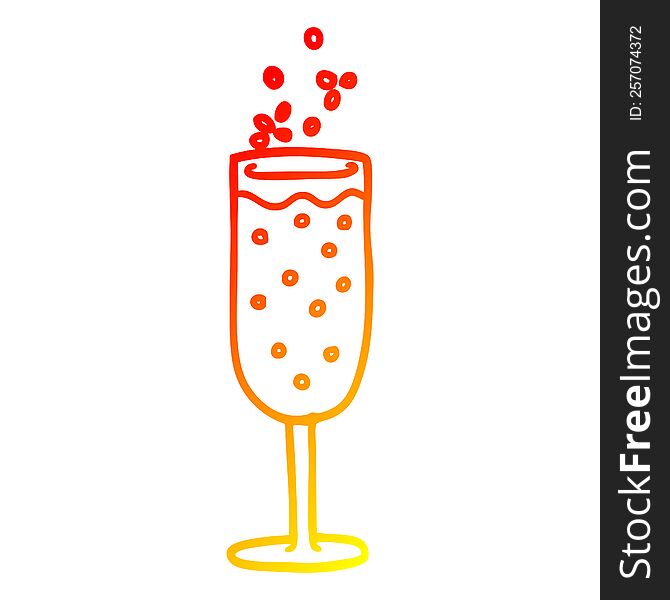 Warm Gradient Line Drawing Cartoon Champagne Flute