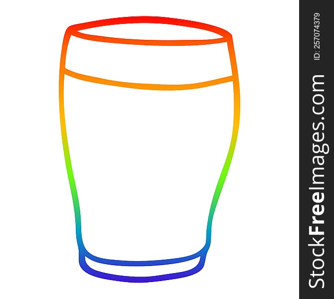 rainbow gradient line drawing of a cartoon pint of stout