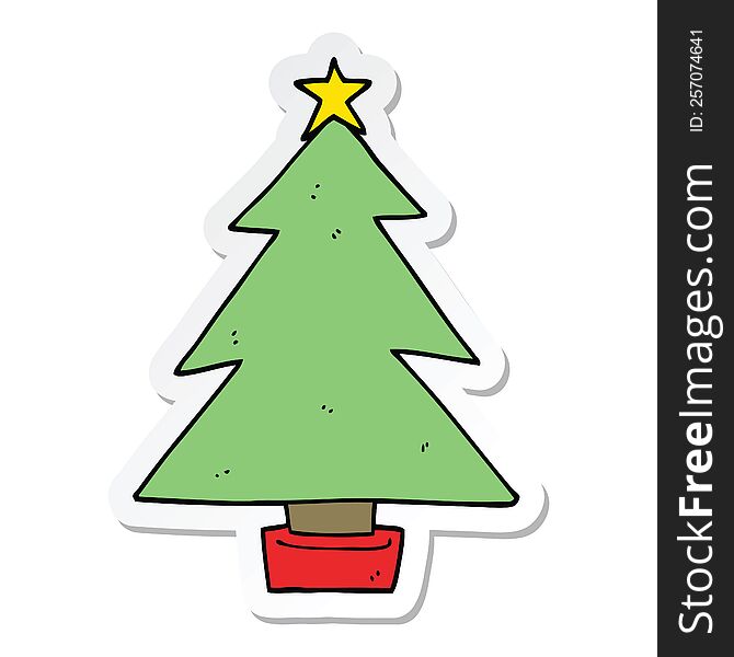 Sticker Of A Cartoon Christmas Tree