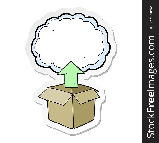 sticker of a cartoon upload to the cloud