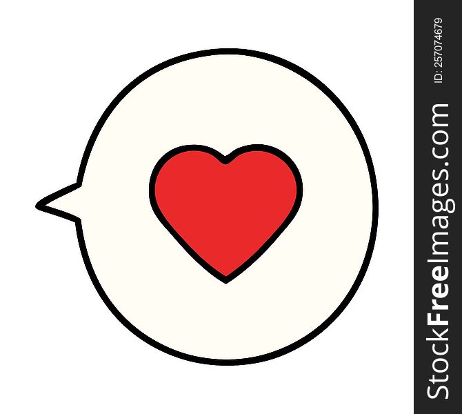 cartoon of a love heart in speech bubble