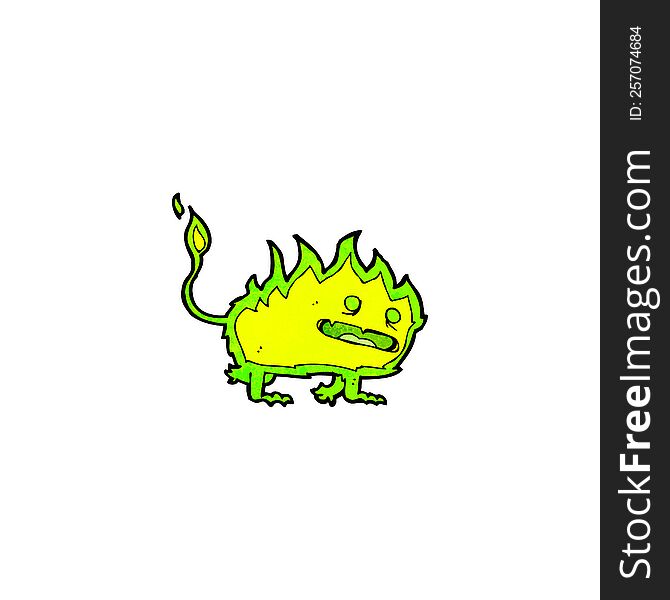 Cartoon Green Fire Monster