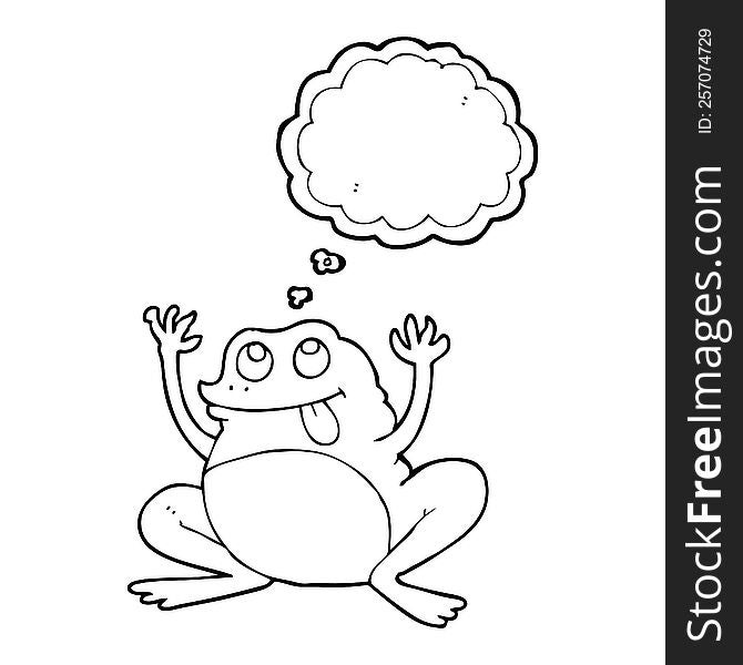 funny freehand drawn thought bubble cartoon frog. funny freehand drawn thought bubble cartoon frog