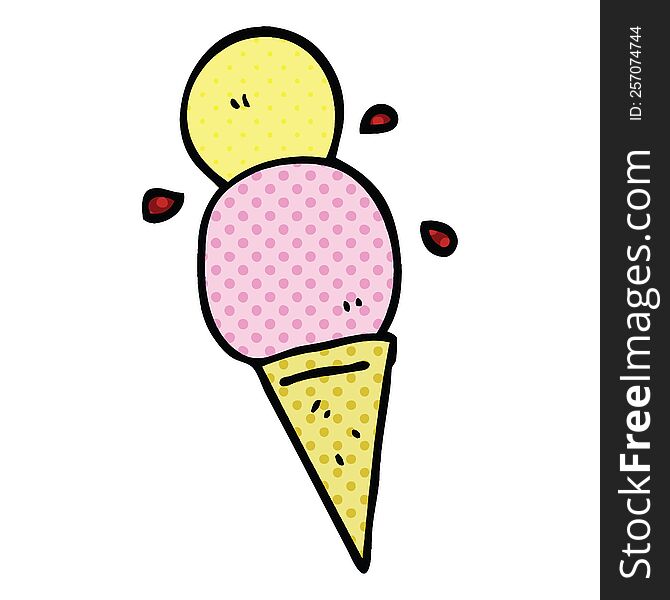 Comic Book Style Cartoon Ice Cream Cone