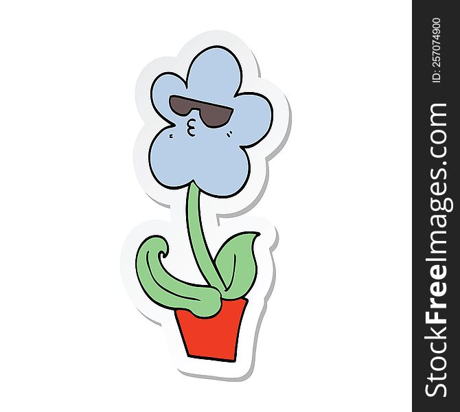 sticker of a cool cartoon flower
