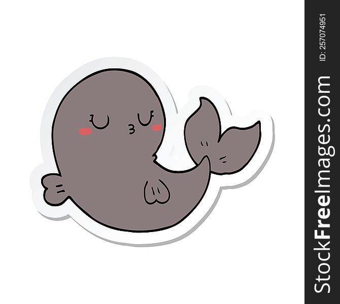 sticker of a cute cartoon whale