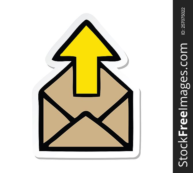 Sticker Of A Cute Cartoon Envelope With Arrow