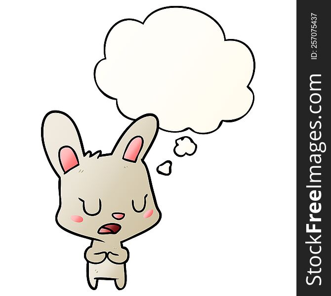 Cartoon Rabbit Talking And Thought Bubble In Smooth Gradient Style