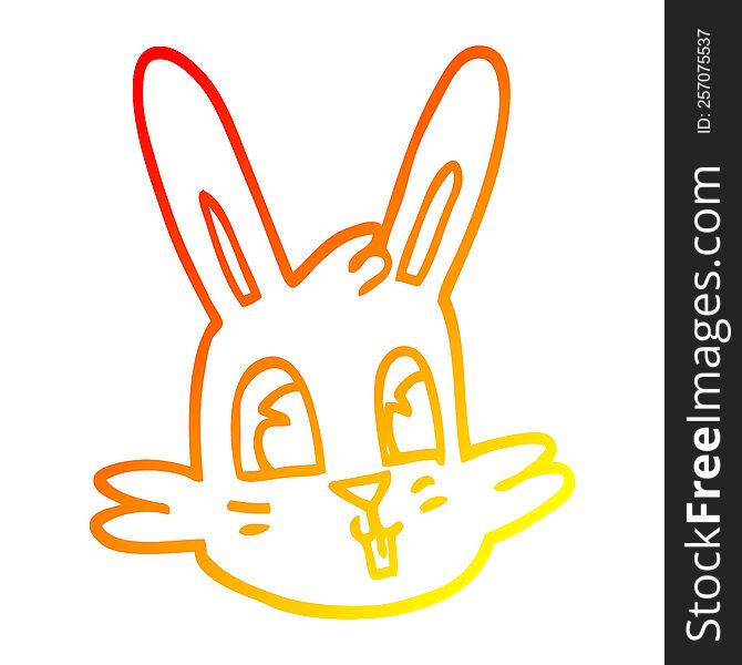 warm gradient line drawing of a cartoon bunny face