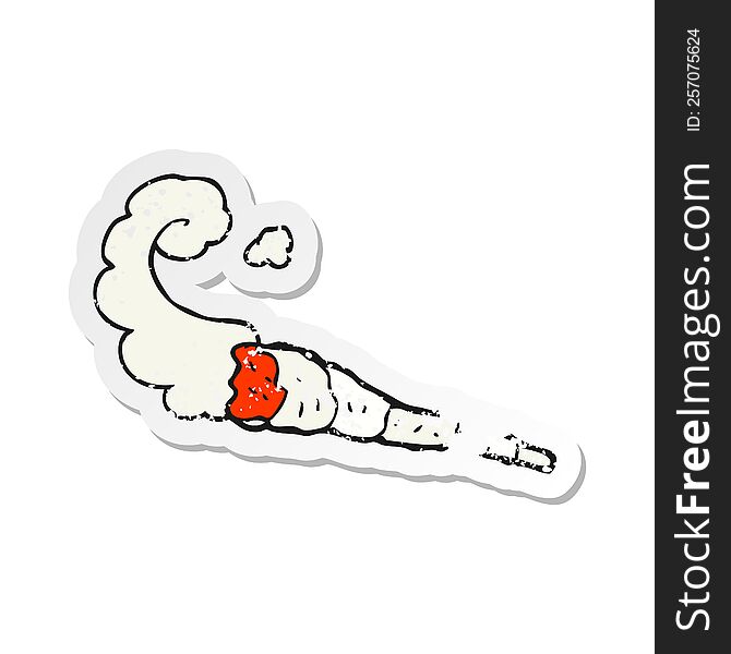 Retro Distressed Sticker Of A Cartoon Marijuana Joint