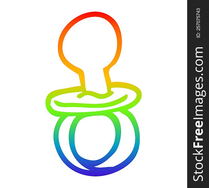 rainbow gradient line drawing of a cartoon baby pacifier