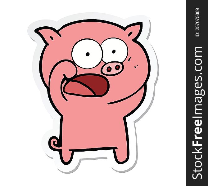 sticker of a cartoon pig shouting