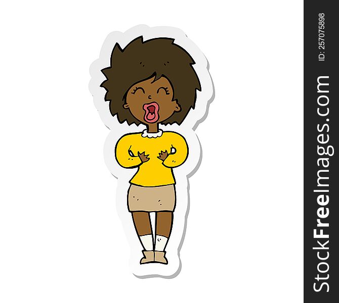 sticker of a cartoon screaming woman