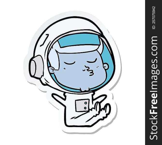 Sticker Of A Cartoon Confident Astronaut