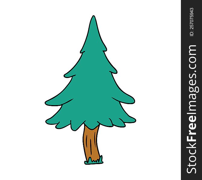 cartoon doodle of woodland pine trees