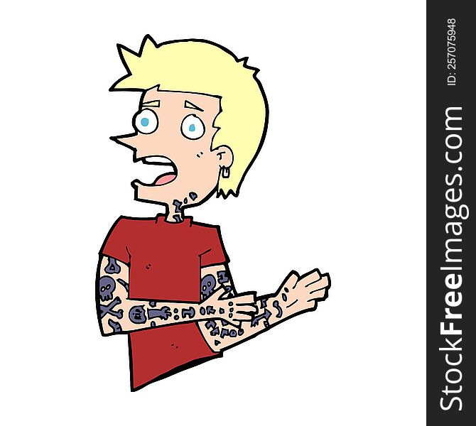 cartoon man with tattoos