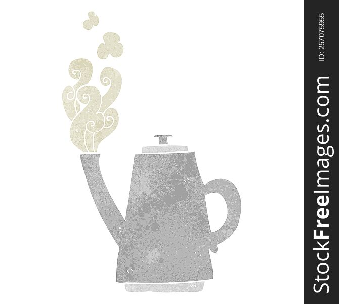 Retro Cartoon Steaming Coffee Kettle