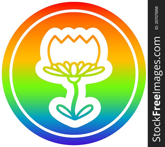 lotus flower circular icon with rainbow gradient finish. lotus flower circular icon with rainbow gradient finish