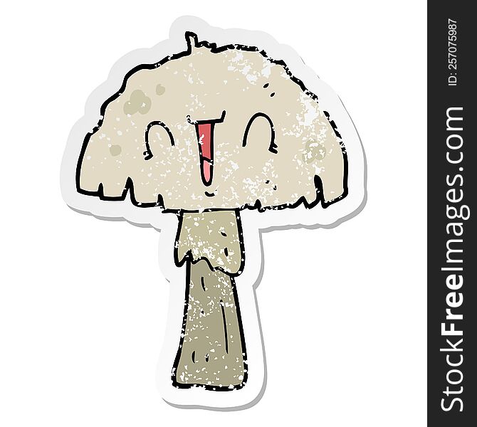Distressed Sticker Of A Cartoon Mushroom