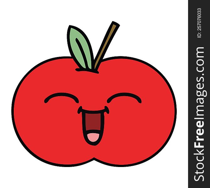 cute cartoon of a red apple. cute cartoon of a red apple