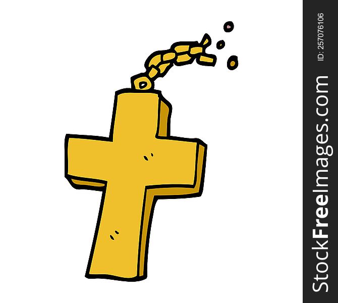 cartoon doodle crucifix on chain