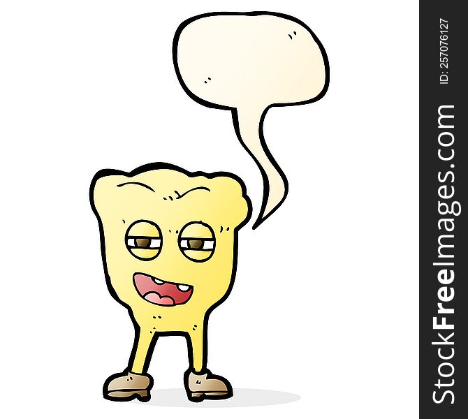 Cartoon Rotten Tooth Character With Speech Bubble