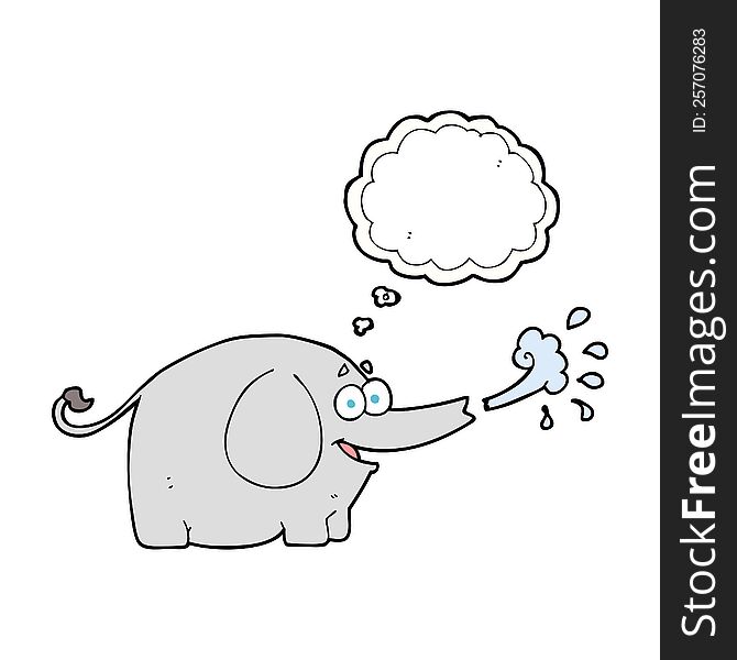 Thought Bubble Cartoon Elephant Squirting Water