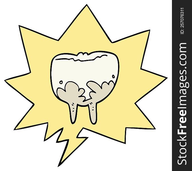 Cartoon Tooth And Speech Bubble