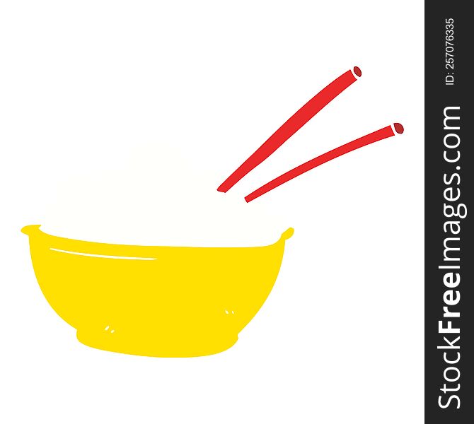 flat color illustration of bowl of rice. flat color illustration of bowl of rice