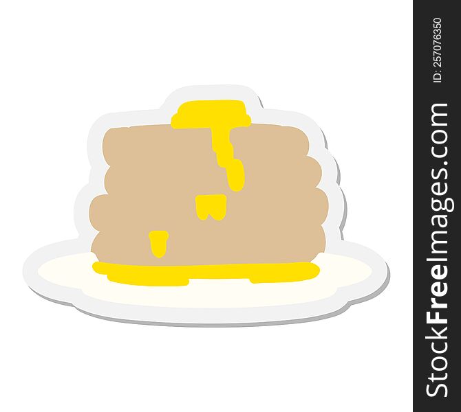 Cartoon Stack Of Pancakes With Butter Sticker