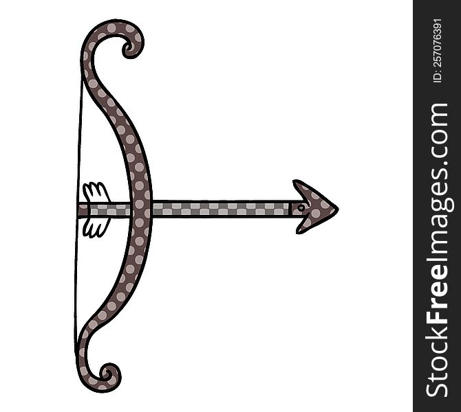 hand drawn cartoon doodle of a bow and arrow