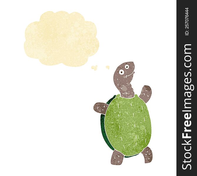 cartoon happy turtle with thought bubble