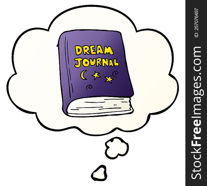 cartoon dream journal and thought bubble in smooth gradient style