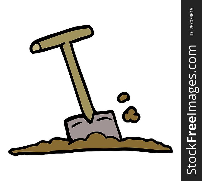 cartoon doodle shovel in dirt