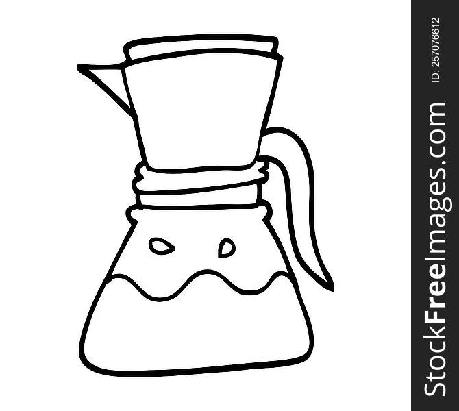 line drawing cartoon filter coffee maker