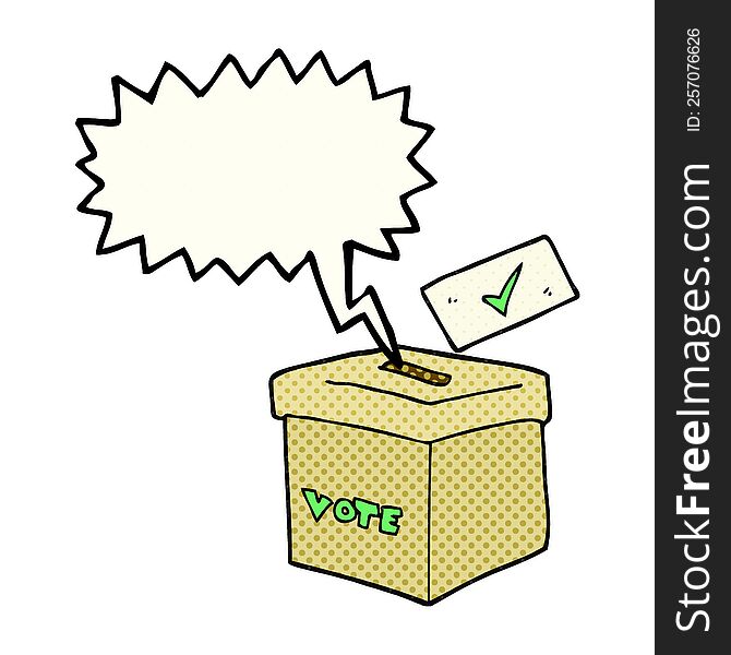 freehand drawn comic book speech bubble cartoon ballot box