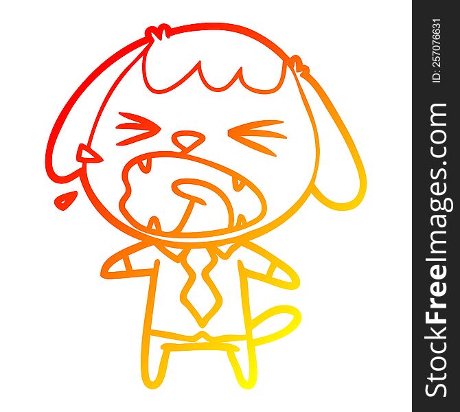 Warm Gradient Line Drawing Cute Cartoon Dog Barking