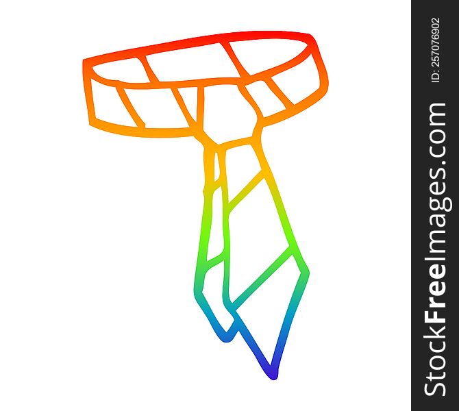rainbow gradient line drawing of a cartoon striped tie