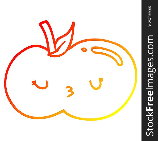 Warm Gradient Line Drawing Cartoon Cute Apple