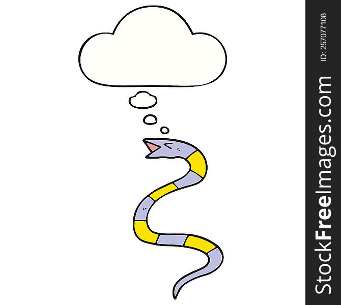 Cartoon Snake And Thought Bubble
